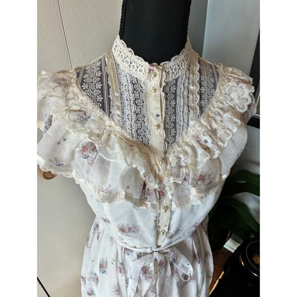 Vintage 70s Gunne Sax Jeunes Filles by Jessica Prairie Dress Size 14 Floral RARE - Picture 4 of 13